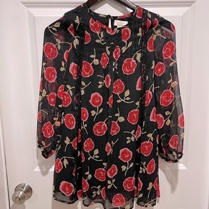 Girls Kate Spade Dress. Chiffon Hazy Rose Floral With Metallic Thread. Sz. 10